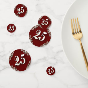 25e Verjaardag of Jubileum Regal Silver en Red Confetti