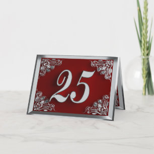 25e Verjaardag of Jubileum Regal Silver en Red Kaart
