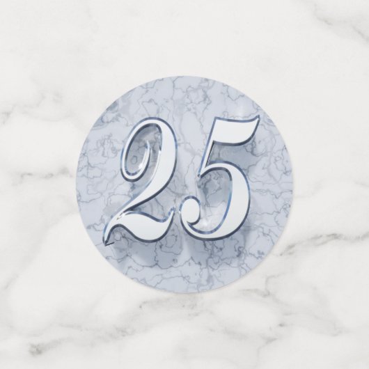 25e Verjaardag of Jubileum Regal Silver Marble Confetti (Kleine voorkant)