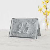 25e Verjaardag of Jubileum Regal Silver Marble Kaart (Gele Bloem)