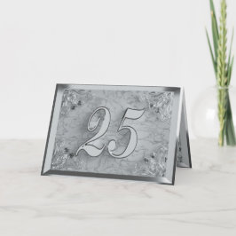 25e Verjaardag of Jubileum Regal Silver Marble Kaart