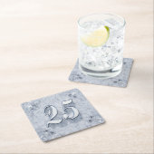 25e Verjaardag of Jubileum Regal Silver Marble Kartonnen Onderzetters (Insitu)