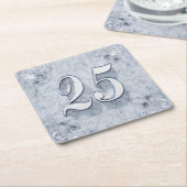 25e Verjaardag of Jubileum Regal Silver Marble Kartonnen Onderzetters (Schuin)