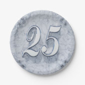 25e Verjaardag of Jubileum Regal Silver Marble Papieren Bordje (Voorkant)