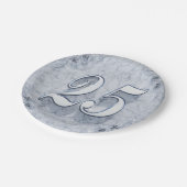 25e Verjaardag of Jubileum Regal Silver Marble Papieren Bordje (Gekanteld)