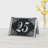 25e Verjaardag of Jubileum Regal Silver Zwart Kaart (Gele Bloem)