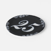 25e Verjaardag of Jubileum Regal Silver Zwart Papieren Bordje (Gekanteld)