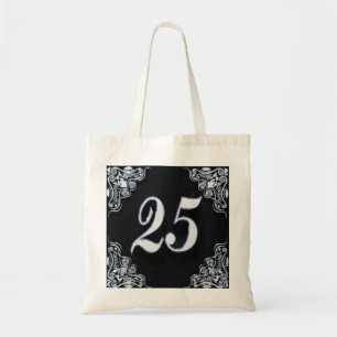 25e Verjaardag of Jubileum Regal Silver Zwart Tote Bag
