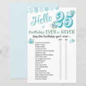 25e verjaardag ooit of nooit (Voorkant / Achterkant)