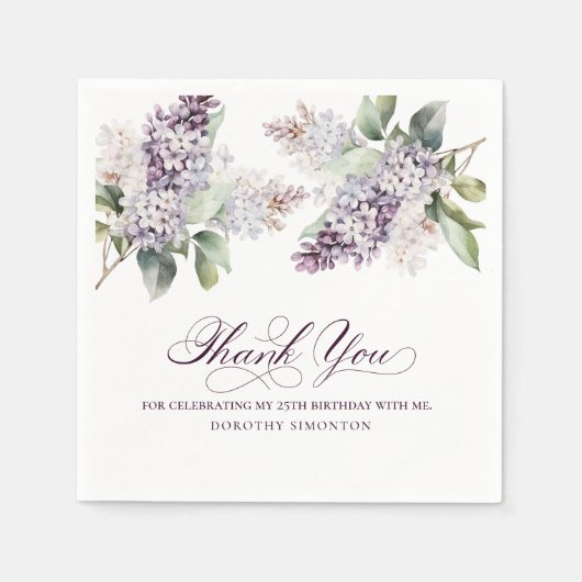 25e verjaardag Paarse Lila Spring Flower Cocktail Servet (Voorkant)