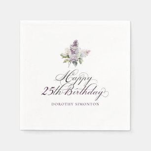 25e verjaardag Paarse Lila Spring Flower Cocktail Servet