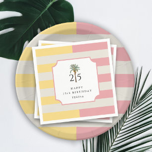 25e Verjaardag Palm Beach Pastel Streep Tropisch Servet