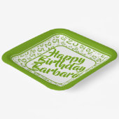 25e verjaardag Party Nummer Patroon Groen Wit Papieren Bordje (Gebogen)