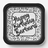 25e verjaardag Party Nummer Patroon Zwart Wit Papieren Bordje (Voorkant)