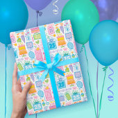 25e verjaardag Pastel Roze Cake Cadeaus Ballons Inpakpapier Vel