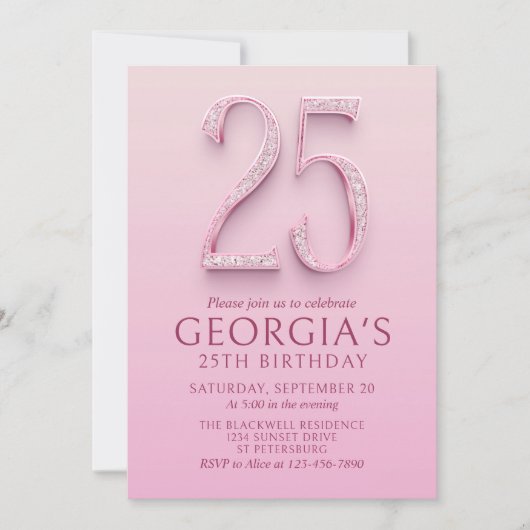 25e verjaardag Pink Diamonds Kaart (Voorkant)