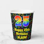 25e Verjaardag: Plezier Muzieknoten Patroon, Regen Papieren Bekers (Achterkant)