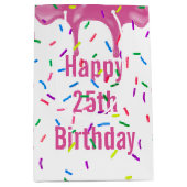 25e verjaardag prins op roze ijsvorming medium cadeauzakje (Voorkant)