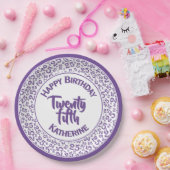 25e verjaardag Random Number Pattern Paars/White Papieren Bordje (Feest)