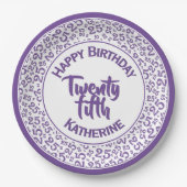 25e verjaardag Random Number Pattern Paars/White Papieren Bordje (Voorkant)