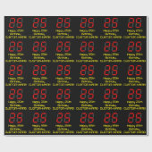 25e verjaardag: Red Digital Clock Style "25" + naa Cadeaupapier (Vlak)