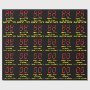 25e verjaardag: Red Digital Clock Style "25" + naa Cadeaupapier