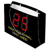 25e verjaardag: Red Digital Clock Style "25" + naa Groot Cadeauzakje (Achterkant Gekanteld)