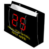 25e verjaardag: Red Digital Clock Style "25" + naa Groot Cadeauzakje (Voorkant Gekanteld)