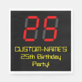 25e verjaardag: Red Digital Clock Style "25" + naa Servet (Voorkant)