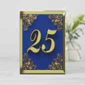 25e verjaardag Regal Gold Blue Groet of Kaart (Staand voorkant)