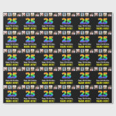 25e verjaardag: Regenboog "25"; Aangepaste foto's  Cadeaupapier (Vlak)