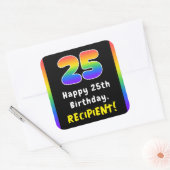 25e verjaardag: Regenboogspectrum # 25, Aangepaste Vierkante Sticker (Envelop)