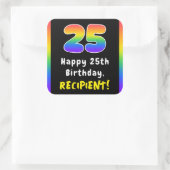 25e verjaardag: Regenboogspectrum # 25, Aangepaste Vierkante Sticker (Tas)