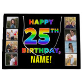 25e Verjaardag: Regenboogtekst, Aangepaste foto's Groot Cadeauzakje (Voorkant)