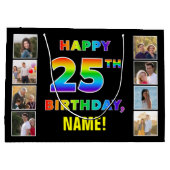 25e Verjaardag: Regenboogtekst, Aangepaste foto's  Groot Cadeauzakje (Achterkant)
