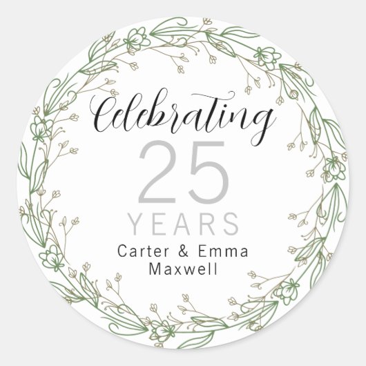 25e verjaardag ronde sticker (Voorkant)