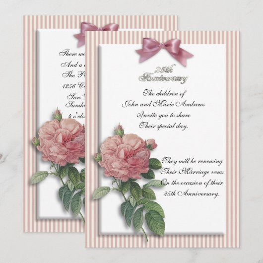 25e verjaardag roos kaart (Voorkant / Achterkant)