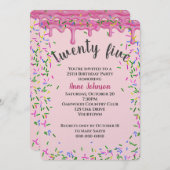 25e verjaardag roze ijsjes en strooisel kaart (Voorkant / Achterkant)