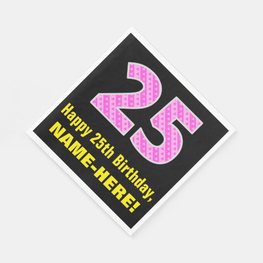 25e verjaardag: Roze strepen en hart "25" + naam Servet (Hoek)