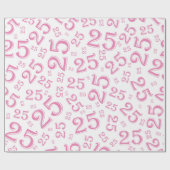 25e verjaardag Roze/White Random Number Pattern 25 Cadeaupapier (Vlak)
