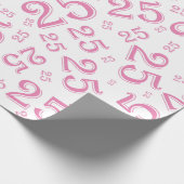 25e verjaardag Roze/White Random Number Pattern 25 Cadeaupapier (Hoek)
