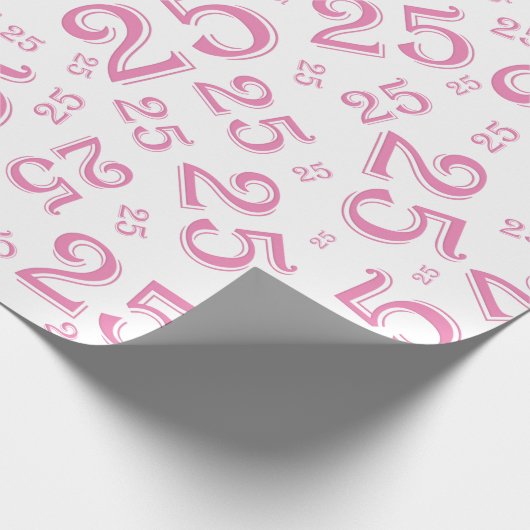 25e verjaardag Roze/White Random Number Pattern 25 Cadeaupapier (Hoek)