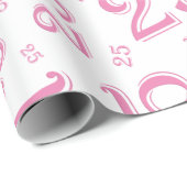 25e verjaardag Roze/White Random Number Pattern 25 Cadeaupapier (Rol Hoek)