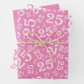 25e verjaardag Roze & Witte nummerpatroon 25 Inpakpapier Vel (In situ)