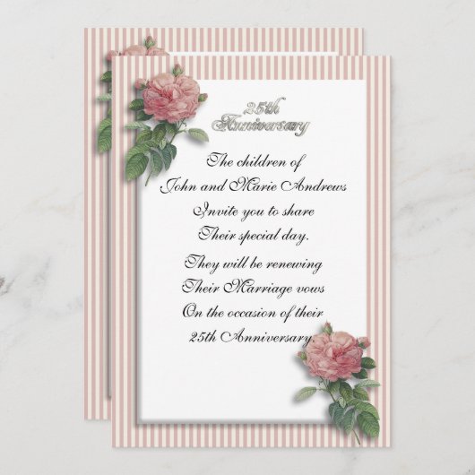 25e verjaardag rozen kaart (Voorkant / Achterkant)