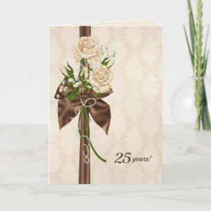 25e verjaardag rozen over damask kaart