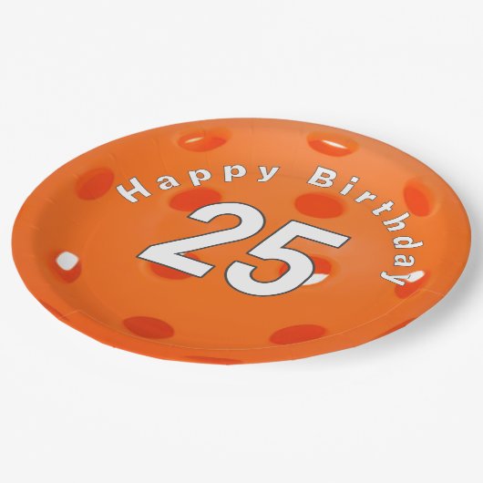 25e verjaardag Sinaasappel pickleball Papieren Bordje (Gekanteld)