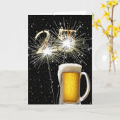 25e Verjaardag Sparklers Met Bier Mok Kaart (Gele Bloem)