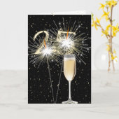 25e verjaardag Sparklers met witte wijn Kaart (Gele Bloem)