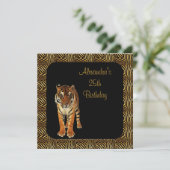 25e Verjaardag Tijger met Dierprint Frame Kaart (Staand voorkant)